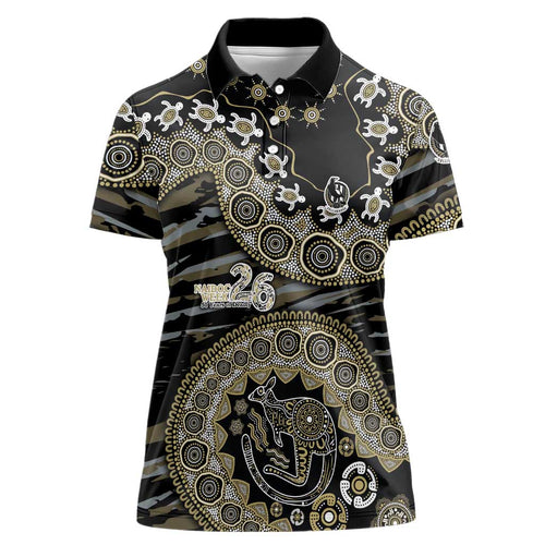 Collingwood Magpies NAIDOC Week 2026 Women Polo Shirt Australian Aboriginal Dot Art Dreamtime Pattern Style