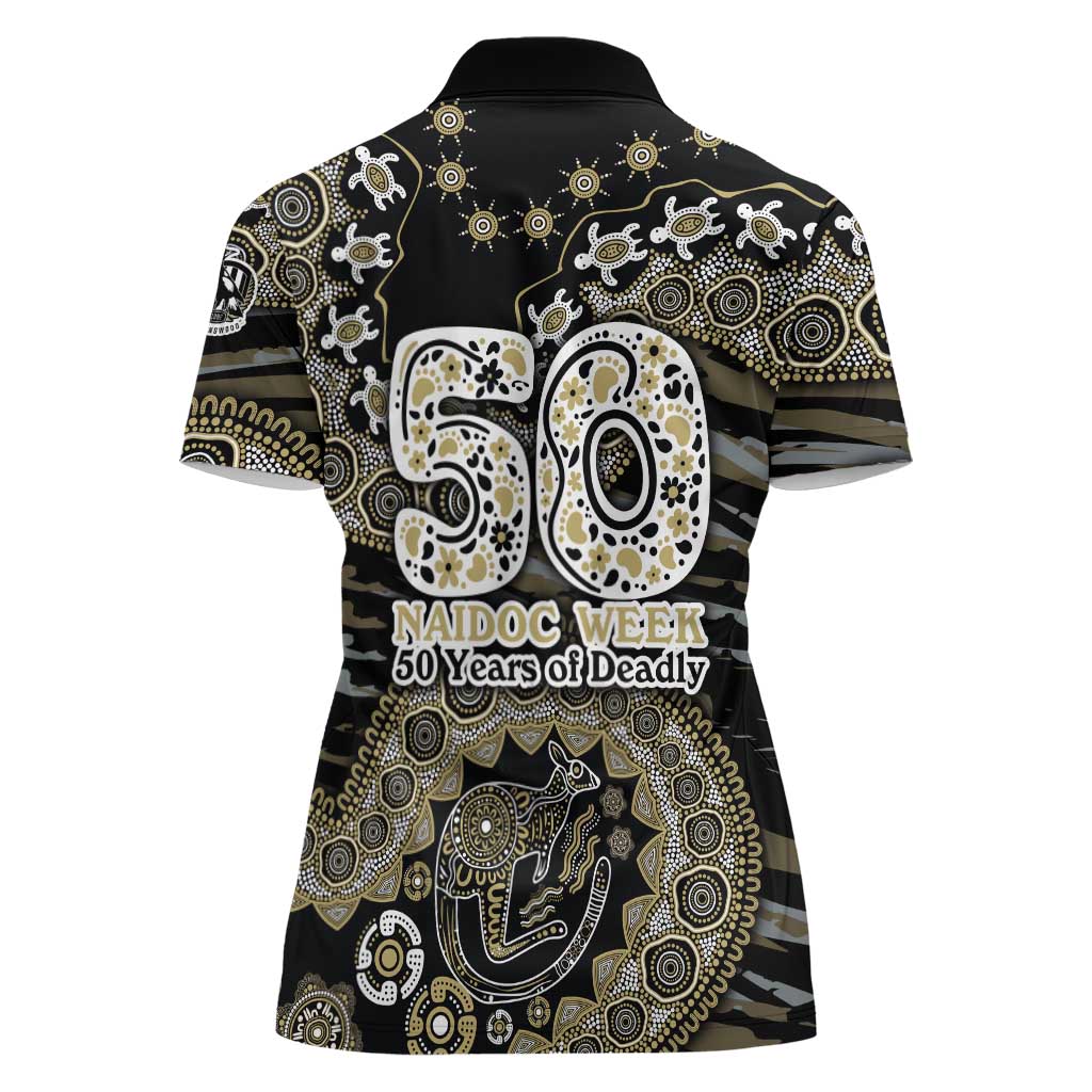 Collingwood Magpies NAIDOC Week 2026 Women Polo Shirt Australian Aboriginal Dot Art Dreamtime Pattern Style