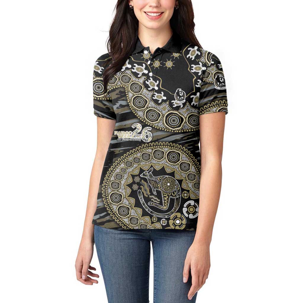 Collingwood Magpies NAIDOC Week 2026 Women Polo Shirt Australian Aboriginal Dot Art Dreamtime Pattern Style