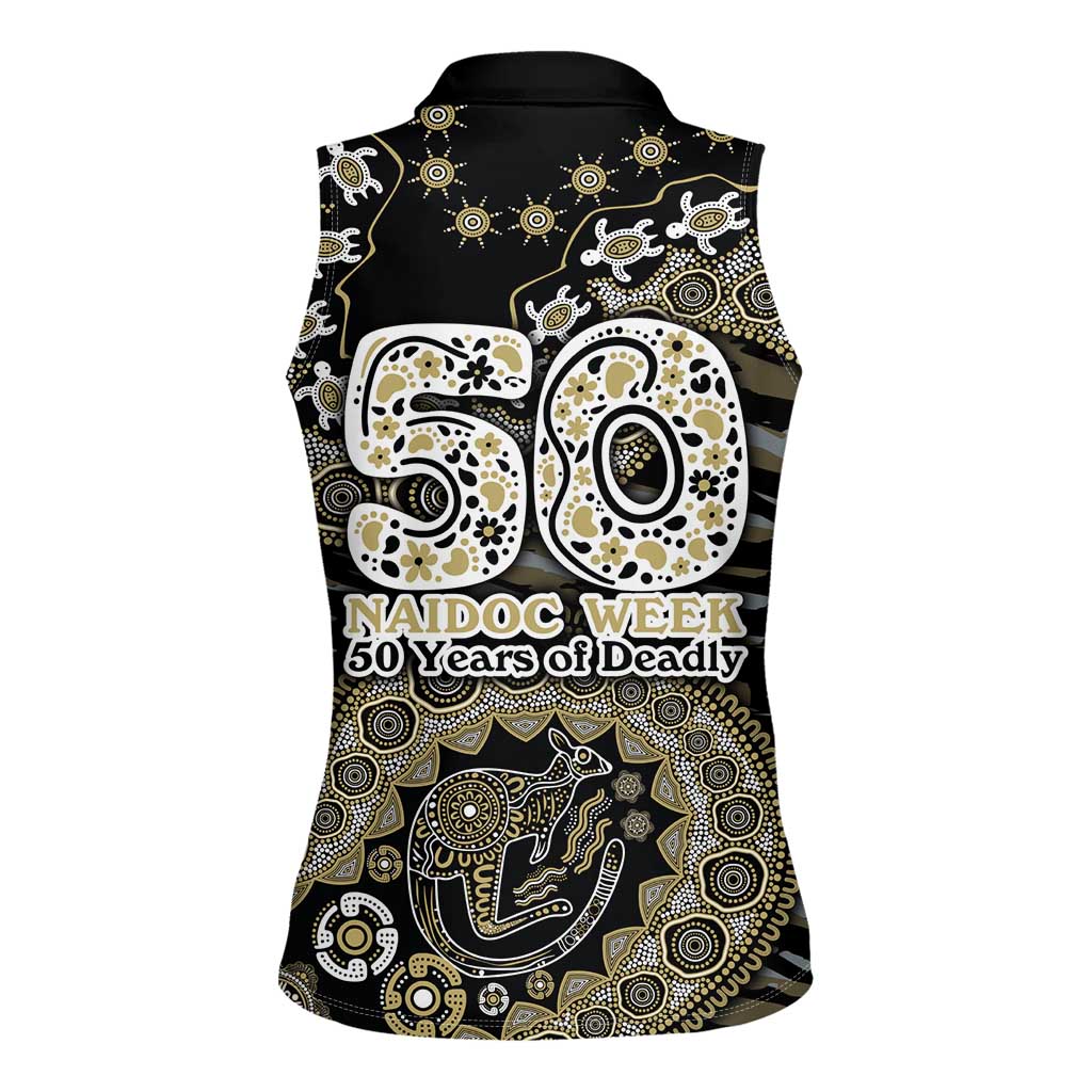 Collingwood Magpies NAIDOC Week 2026 Women Sleeveless Polo Shirt Australian Aboriginal Dot Art Dreamtime Pattern Style