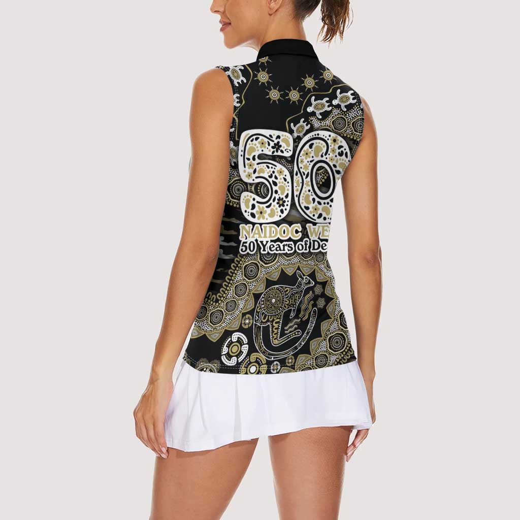 Collingwood Magpies NAIDOC Week 2026 Women Sleeveless Polo Shirt Australian Aboriginal Dot Art Dreamtime Pattern Style