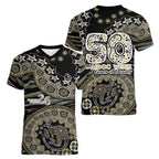 Collingwood Magpies NAIDOC Week 2026 Women V-Neck T-Shirt Australian Aboriginal Dot Art Dreamtime Pattern Style