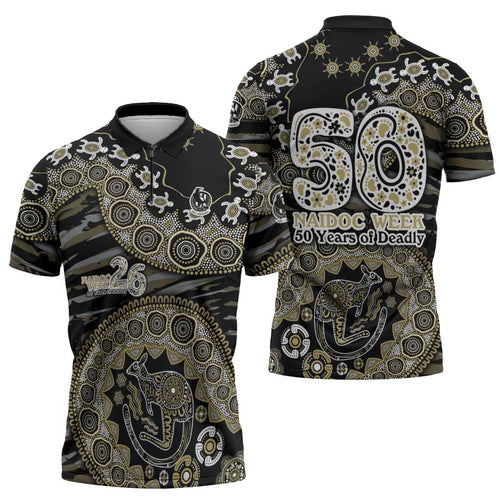 Collingwood Magpies NAIDOC Week 2026 Zipper Polo Shirt Australian Aboriginal Dot Art Dreamtime Pattern Style