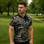Collingwood Magpies NAIDOC Week 2026 Zipper Polo Shirt Australian Aboriginal Dot Art Dreamtime Pattern Style