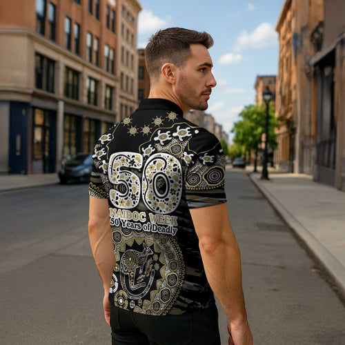 Collingwood Magpies NAIDOC Week 2026 Zipper Polo Shirt Australian Aboriginal Dot Art Dreamtime Pattern Style