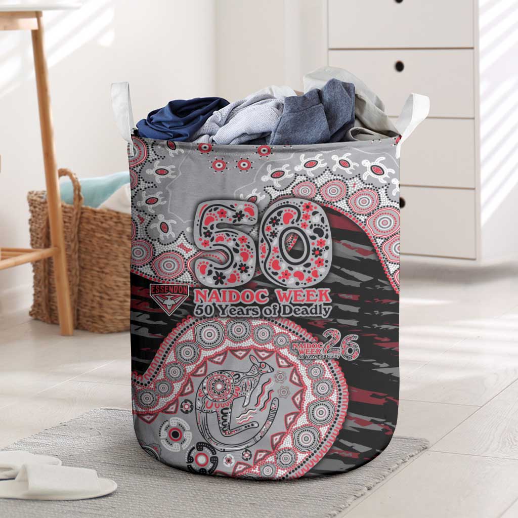 Essendon Bombers NAIDOC Week 2026 Laundry Basket Australian Aboriginal Dot Art Dreamtime Pattern Style