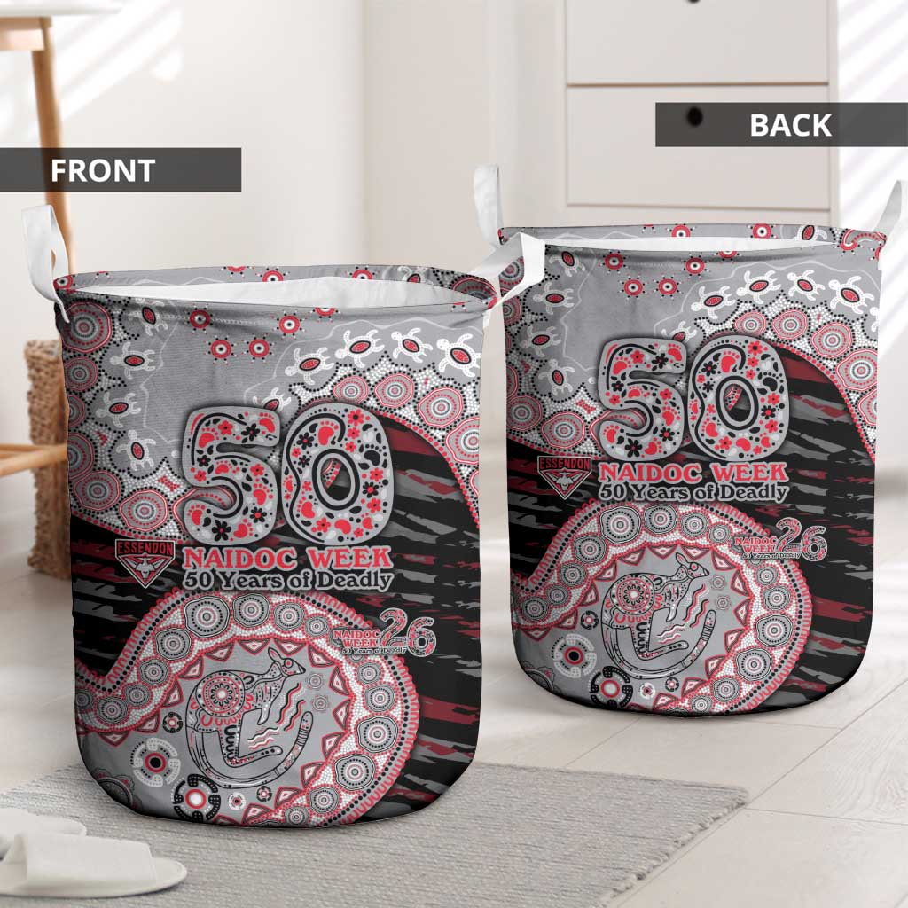Essendon Bombers NAIDOC Week 2026 Laundry Basket Australian Aboriginal Dot Art Dreamtime Pattern Style