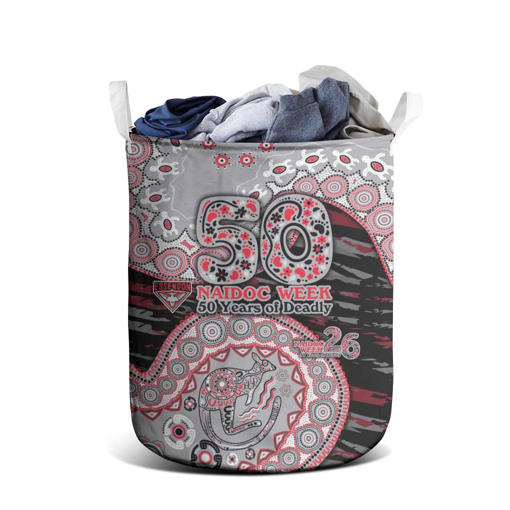 Essendon Bombers NAIDOC Week 2026 Laundry Basket Australian Aboriginal Dot Art Dreamtime Pattern Style