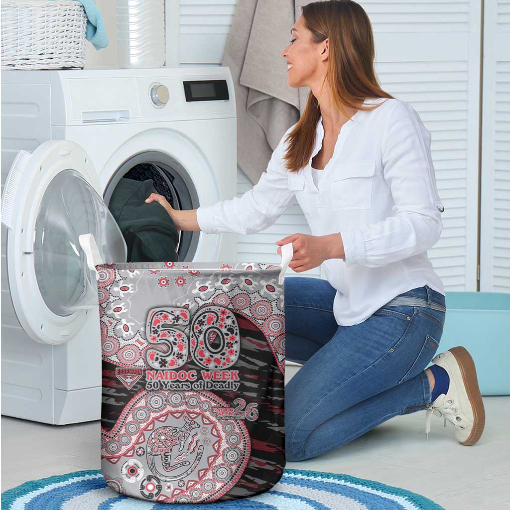 Essendon Bombers NAIDOC Week 2026 Laundry Basket Australian Aboriginal Dot Art Dreamtime Pattern Style