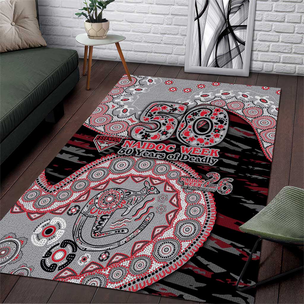 Essendon Bombers NAIDOC Week 2026 Area Rug Australian Aboriginal Dot Art Dreamtime Pattern Style