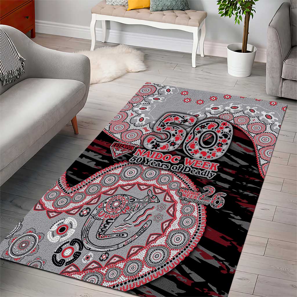 Essendon Bombers NAIDOC Week 2026 Area Rug Australian Aboriginal Dot Art Dreamtime Pattern Style