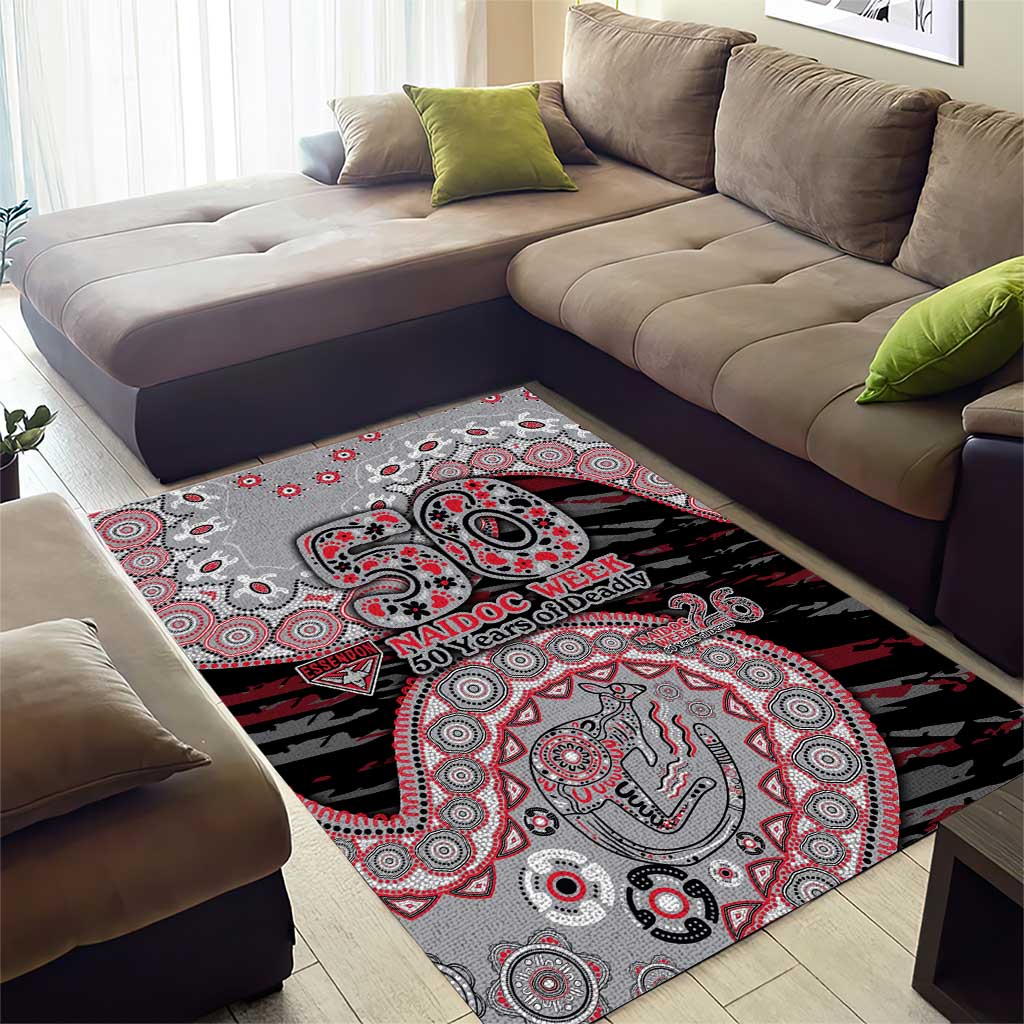 Essendon Bombers NAIDOC Week 2026 Area Rug Australian Aboriginal Dot Art Dreamtime Pattern Style