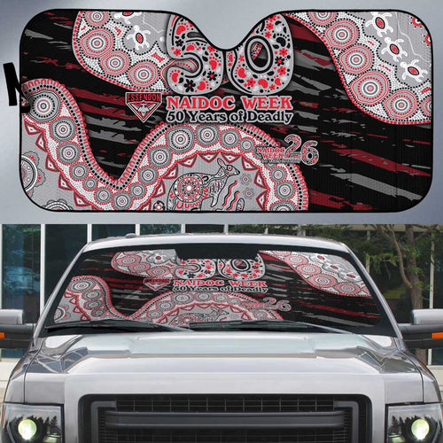 Essendon Bombers NAIDOC Week 2026 Auto Sun Shade Australian Aboriginal Dot Art Dreamtime Pattern Style