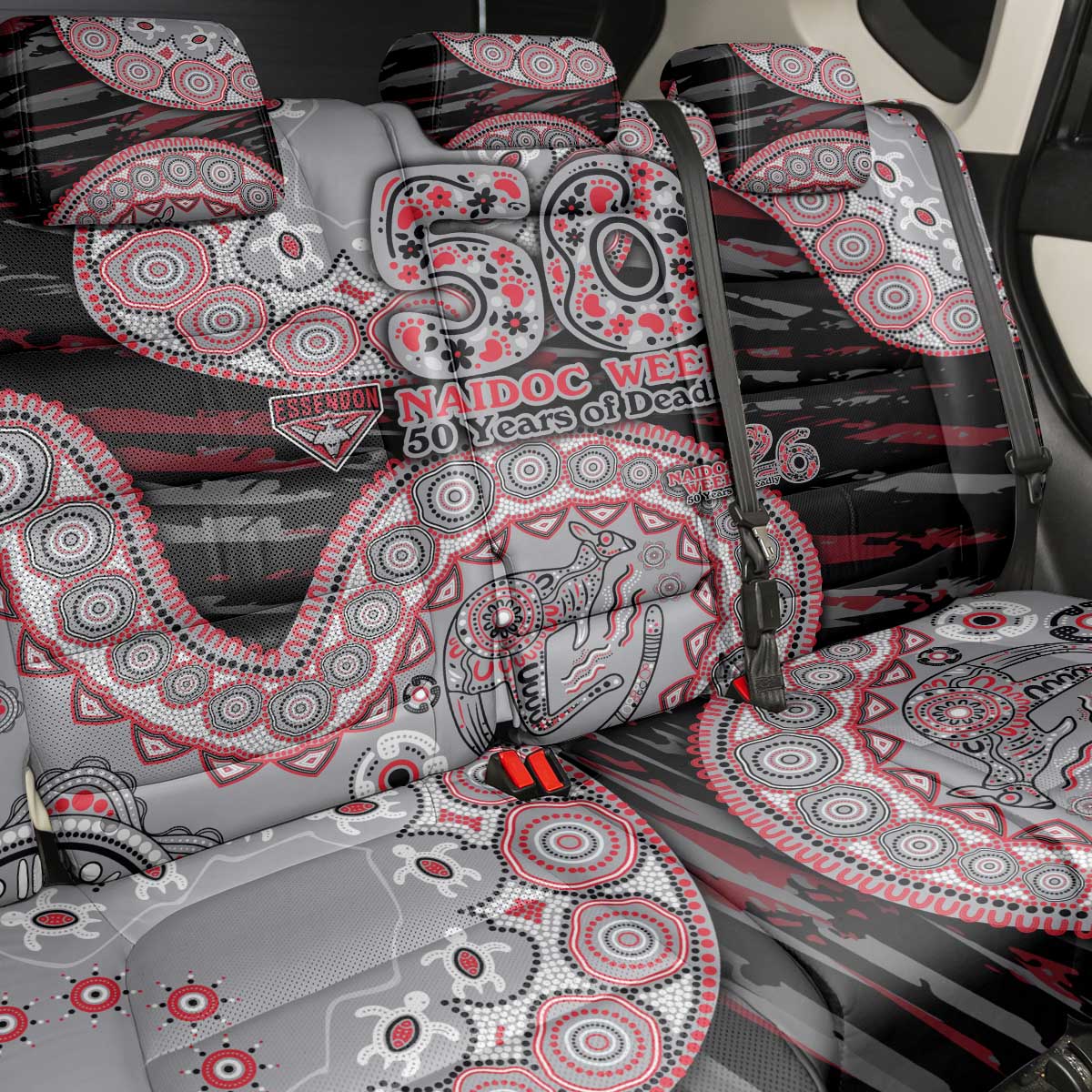 Essendon Bombers NAIDOC Week 2026 Back Car Seat Cover Australian Aboriginal Dot Art Dreamtime Pattern Style