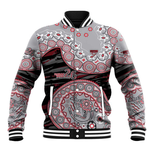 Essendon Bombers NAIDOC Week 2026 Baseball Jacket Australian Aboriginal Dot Art Dreamtime Pattern Style