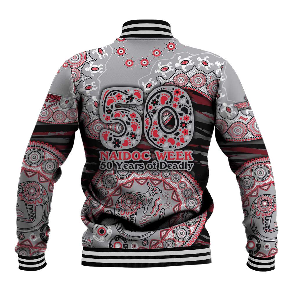 Essendon Bombers NAIDOC Week 2026 Baseball Jacket Australian Aboriginal Dot Art Dreamtime Pattern Style