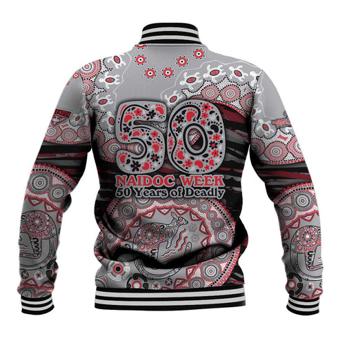 Essendon Bombers NAIDOC Week 2026 Baseball Jacket Australian Aboriginal Dot Art Dreamtime Pattern Style