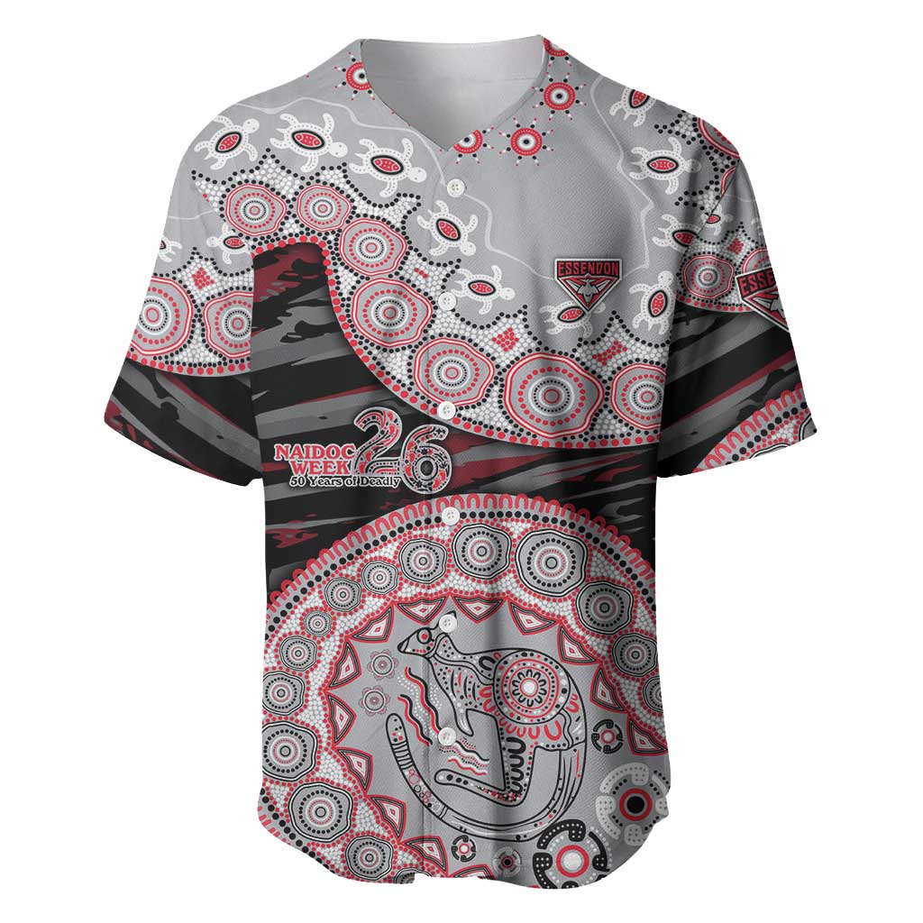 Essendon Bombers NAIDOC Week 2026 Baseball Jersey Australian Aboriginal Dot Art Dreamtime Pattern Style