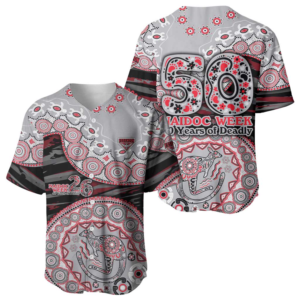 Essendon Bombers NAIDOC Week 2026 Baseball Jersey Australian Aboriginal Dot Art Dreamtime Pattern Style