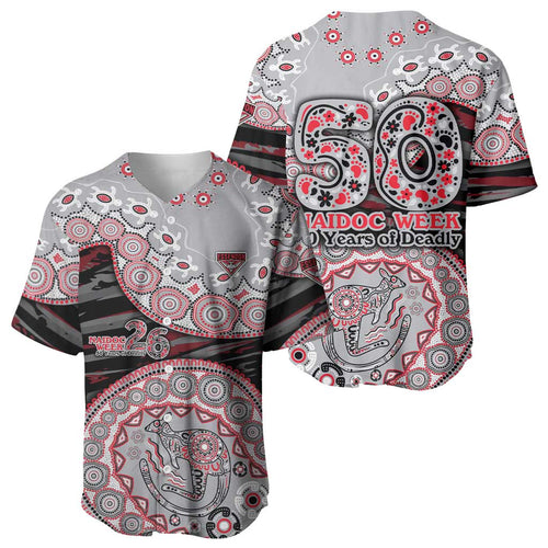 Essendon Bombers NAIDOC Week 2026 Baseball Jersey Australian Aboriginal Dot Art Dreamtime Pattern Style