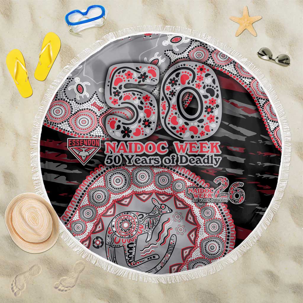 Essendon Bombers NAIDOC Week 2026 Beach Blanket Australian Aboriginal Dot Art Dreamtime Pattern Style