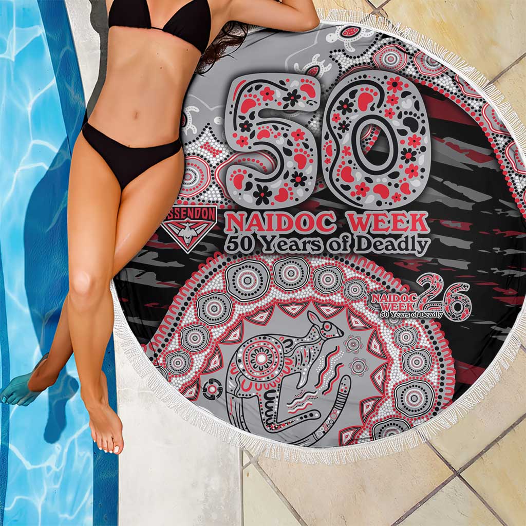 Essendon Bombers NAIDOC Week 2026 Beach Blanket Australian Aboriginal Dot Art Dreamtime Pattern Style
