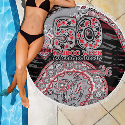 Essendon Bombers NAIDOC Week 2026 Beach Blanket Australian Aboriginal Dot Art Dreamtime Pattern Style