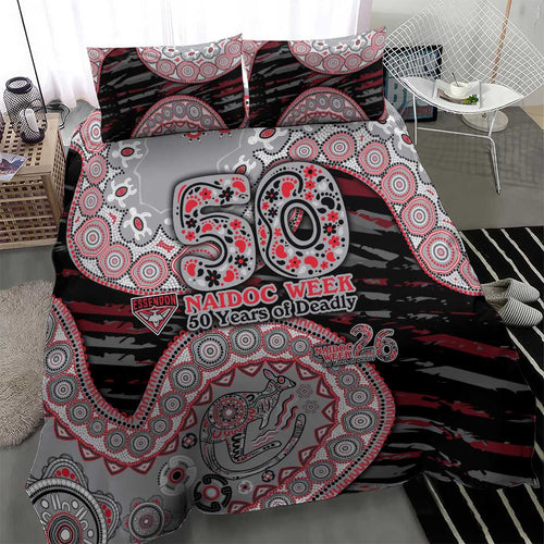 Essendon Bombers NAIDOC Week 2026 Bedding Set Australian Aboriginal Dot Art Dreamtime Pattern Style