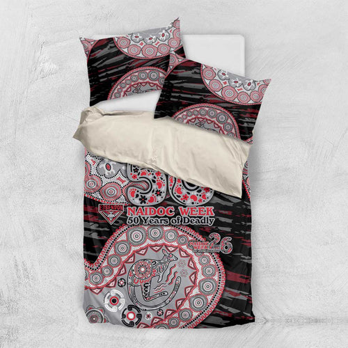 Essendon Bombers NAIDOC Week 2026 Bedding Set Australian Aboriginal Dot Art Dreamtime Pattern Style