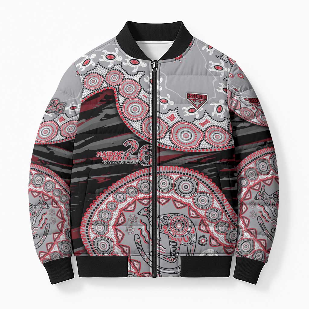 Essendon Bombers NAIDOC Week 2026 Bomber Puffer Jacket Australian Aboriginal Dot Art Dreamtime Pattern Style
