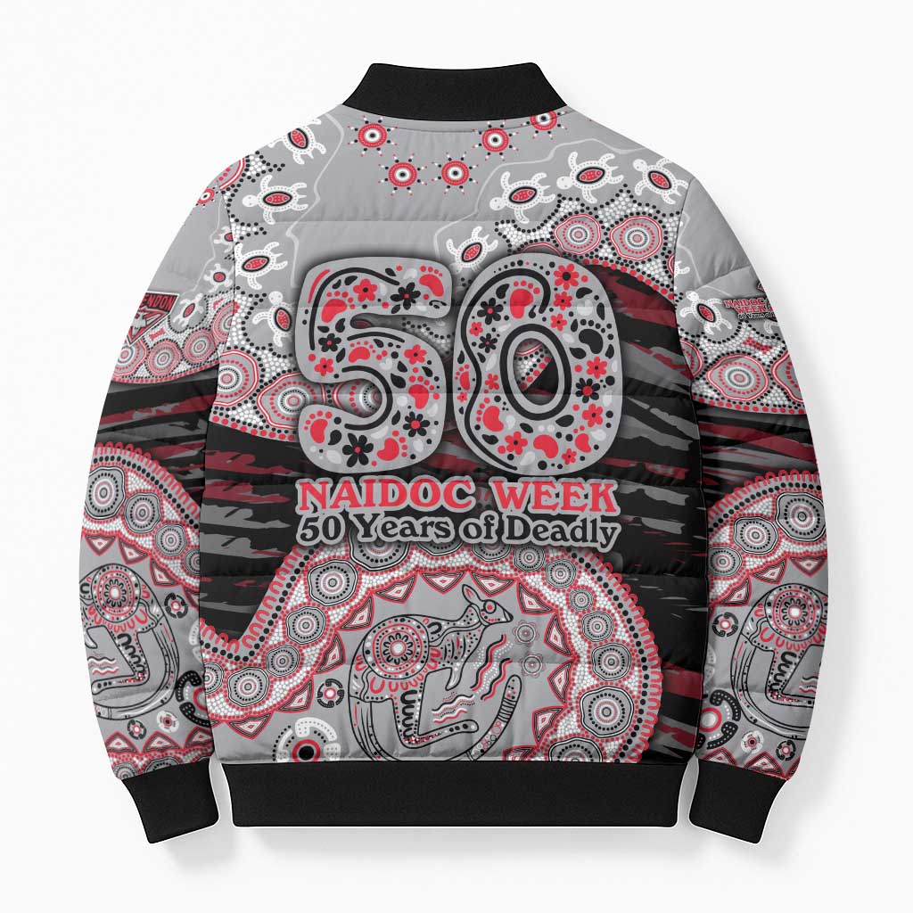 Essendon Bombers NAIDOC Week 2026 Bomber Puffer Jacket Australian Aboriginal Dot Art Dreamtime Pattern Style