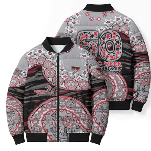 Essendon Bombers NAIDOC Week 2026 Bomber Puffer Jacket Australian Aboriginal Dot Art Dreamtime Pattern Style