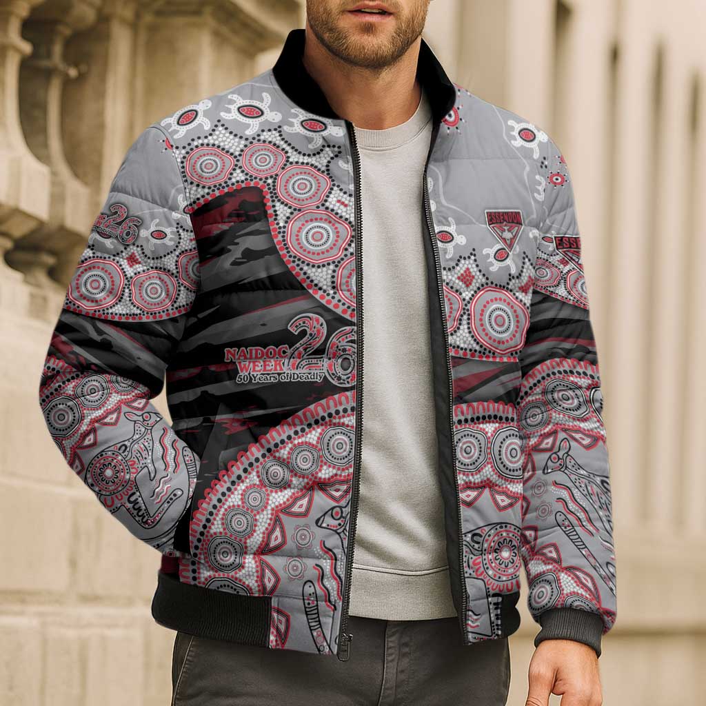 Essendon Bombers NAIDOC Week 2026 Bomber Puffer Jacket Australian Aboriginal Dot Art Dreamtime Pattern Style