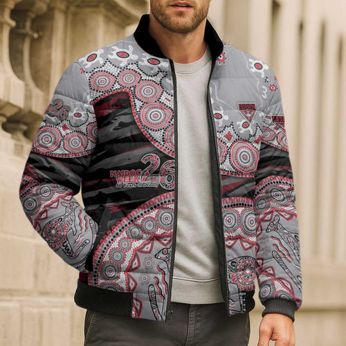 Essendon Bombers NAIDOC Week 2026 Bomber Puffer Jacket Australian Aboriginal Dot Art Dreamtime Pattern Style