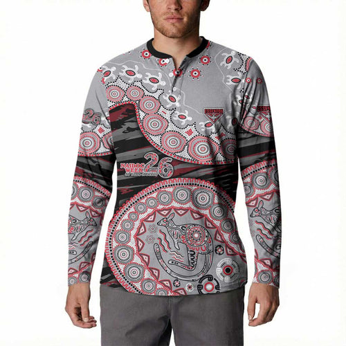 Essendon Bombers NAIDOC Week 2026 Button Sweatshirt Australian Aboriginal Dot Art Dreamtime Pattern Style