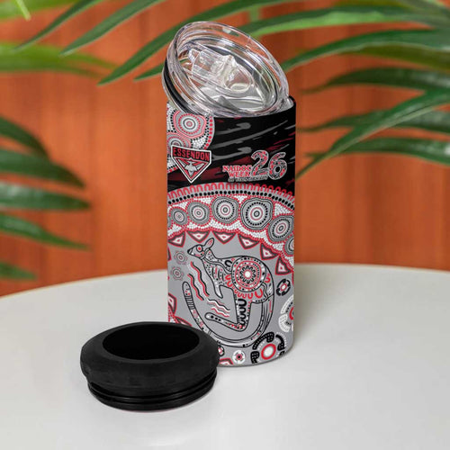 Essendon Bombers NAIDOC Week 2026 4 in 1 Can Cooler Tumbler Australian Aboriginal Dot Art Dreamtime Pattern Style