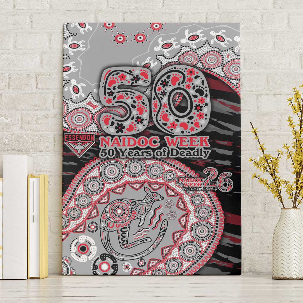 Essendon Bombers NAIDOC Week 2026 Canvas Wall Art Australian Aboriginal Dot Art Dreamtime Pattern Style