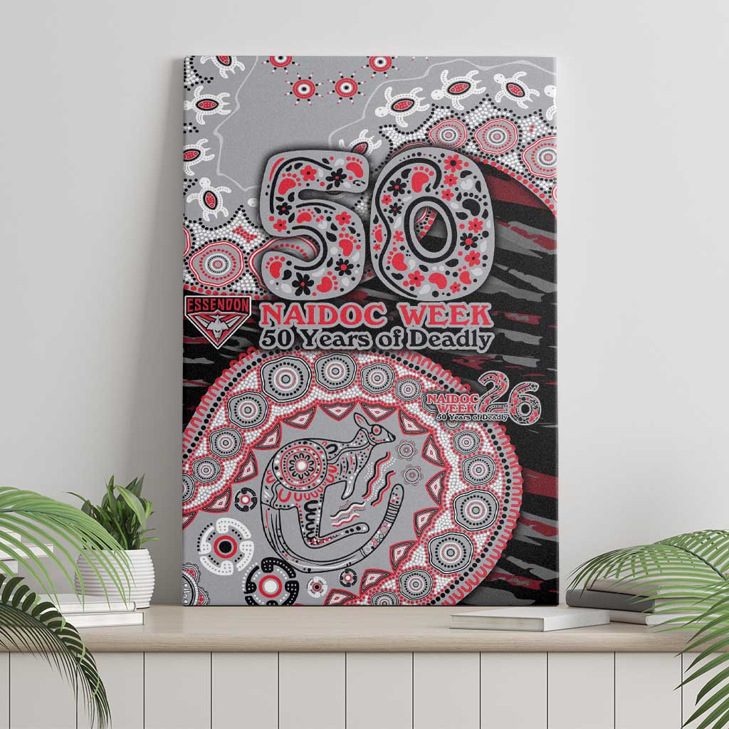 Essendon Bombers NAIDOC Week 2026 Canvas Wall Art Australian Aboriginal Dot Art Dreamtime Pattern Style