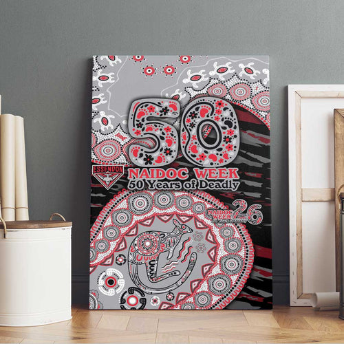 Essendon Bombers NAIDOC Week 2026 Canvas Wall Art Australian Aboriginal Dot Art Dreamtime Pattern Style