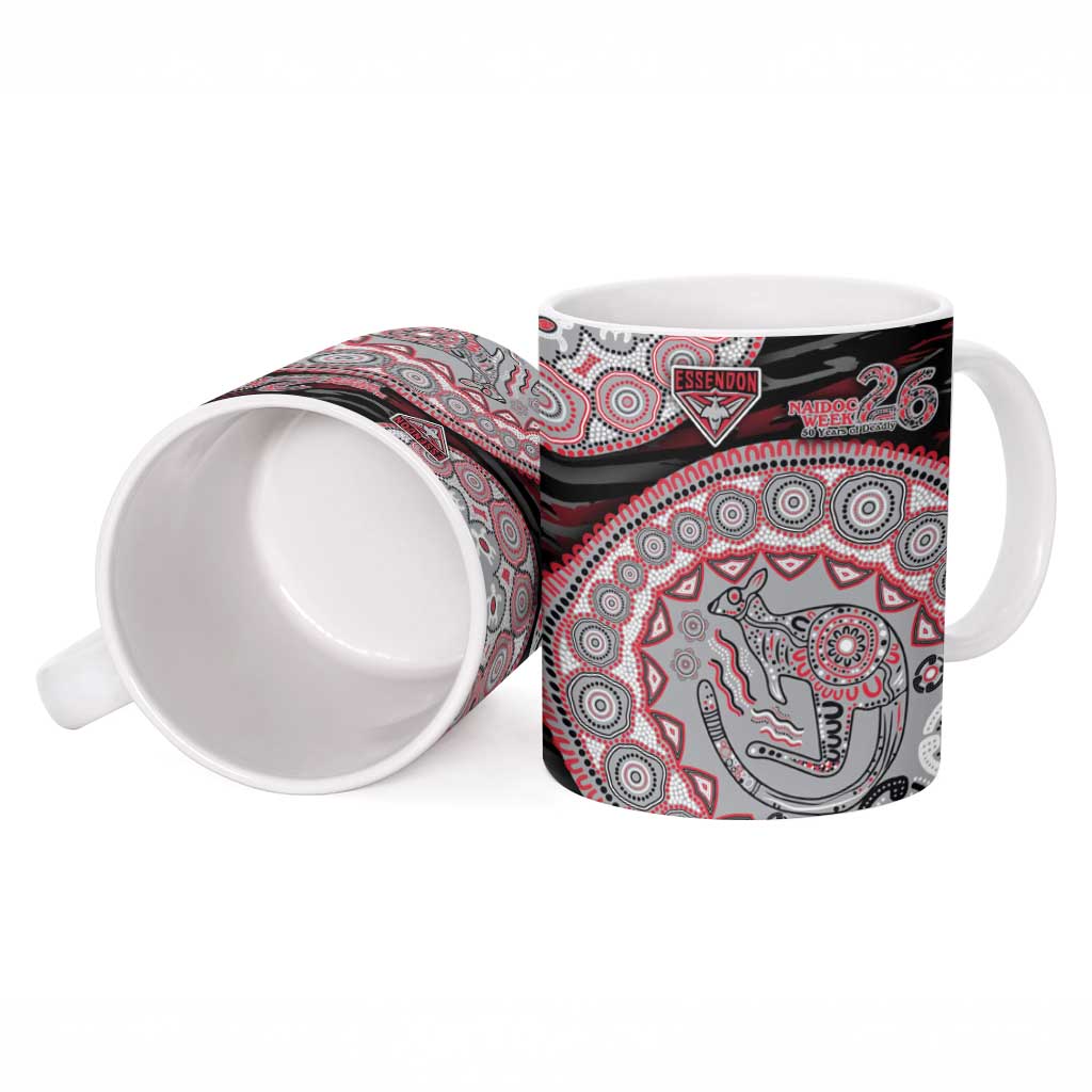 Essendon Bombers NAIDOC Week 2026 Ceramic Mug Australian Aboriginal Dot Art Dreamtime Pattern Style