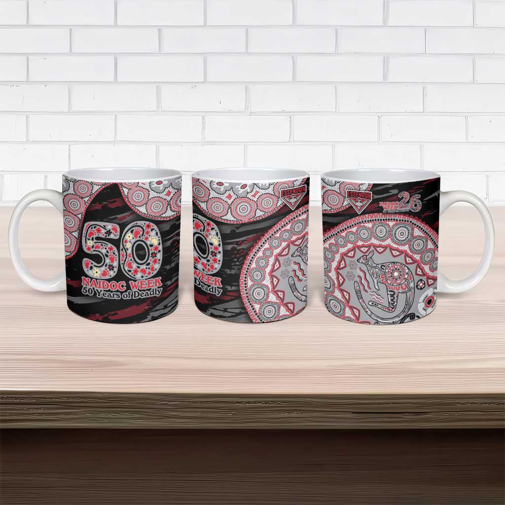 Essendon Bombers NAIDOC Week 2026 Ceramic Mug Australian Aboriginal Dot Art Dreamtime Pattern Style