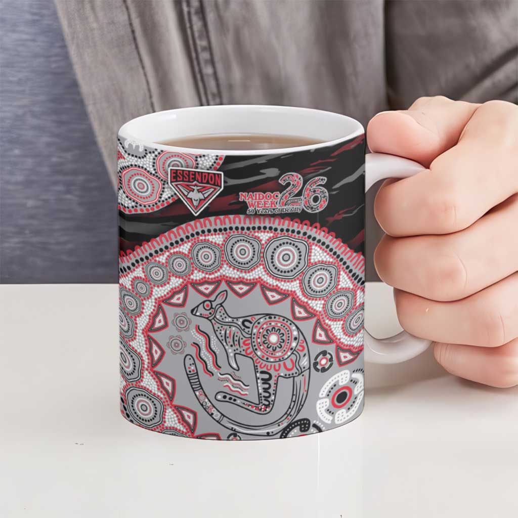 Essendon Bombers NAIDOC Week 2026 Ceramic Mug Australian Aboriginal Dot Art Dreamtime Pattern Style