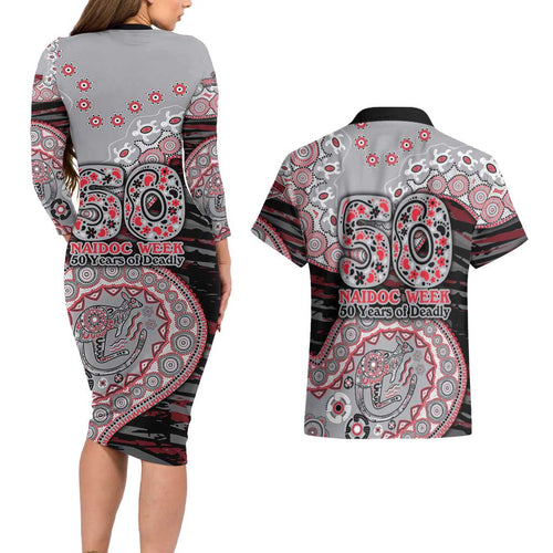 Essendon Bombers NAIDOC Week 2026 Couples Matching Long Sleeve Bodycon Dress and Hawaiian Shirt Australian Aboriginal Dot Art Dreamtime Pattern Style