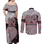 Essendon Bombers NAIDOC Week 2026 Couples Matching Off Shoulder Maxi Dress and Long Sleeve Button Shirt Australian Aboriginal Dot Art Dreamtime Pattern Style