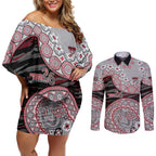 Essendon Bombers NAIDOC Week 2026 Couples Matching Off Shoulder Short Dress and Long Sleeve Button Shirt Australian Aboriginal Dot Art Dreamtime Pattern Style