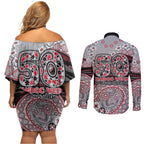 Essendon Bombers NAIDOC Week 2026 Couples Matching Off Shoulder Short Dress and Long Sleeve Button Shirt Australian Aboriginal Dot Art Dreamtime Pattern Style