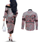 Essendon Bombers NAIDOC Week 2026 Couples Matching Off The Shoulder Long Sleeve Dress and Long Sleeve Button Shirt Australian Aboriginal Dot Art Dreamtime Pattern Style
