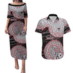 Essendon Bombers NAIDOC Week 2026 Couples Matching Puletasi and Hawaiian Shirt Australian Aboriginal Dot Art Dreamtime Pattern Style