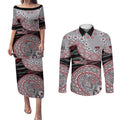 Essendon Bombers NAIDOC Week 2026 Couples Matching Puletasi and Long Sleeve Button Shirt Australian Aboriginal Dot Art Dreamtime Pattern Style