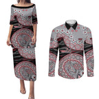 Essendon Bombers NAIDOC Week 2026 Couples Matching Puletasi and Long Sleeve Button Shirt Australian Aboriginal Dot Art Dreamtime Pattern Style